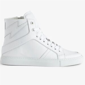 NWB Zadig & Voltaire High Flash White Leather Hi-Top Sneakers - Sz 7US